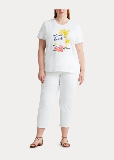 Women's Ralph Lauren Print Cotton-Blend T Shirts | 315627CDS